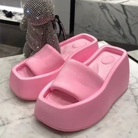 chunky slippers high heels sponge cake wedges flip flops 2022 summer sandals for women