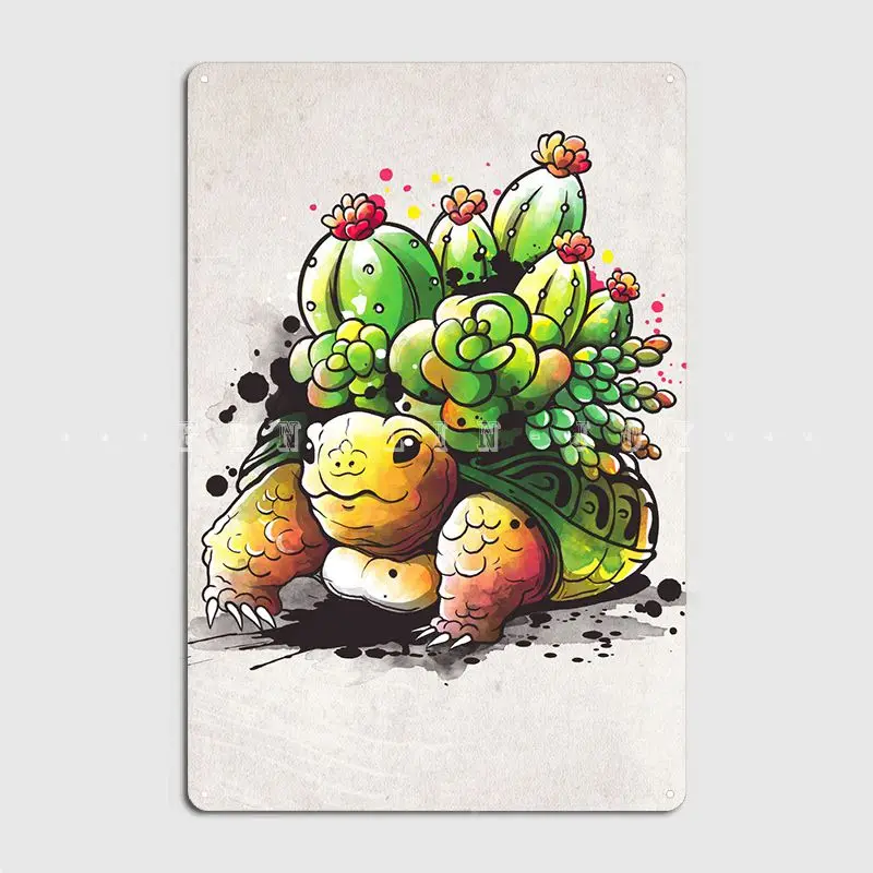 

Succulent Tortoise Metal Plaque Poster Pub Club Bar Funny Mural Painting Tin Sign Poster