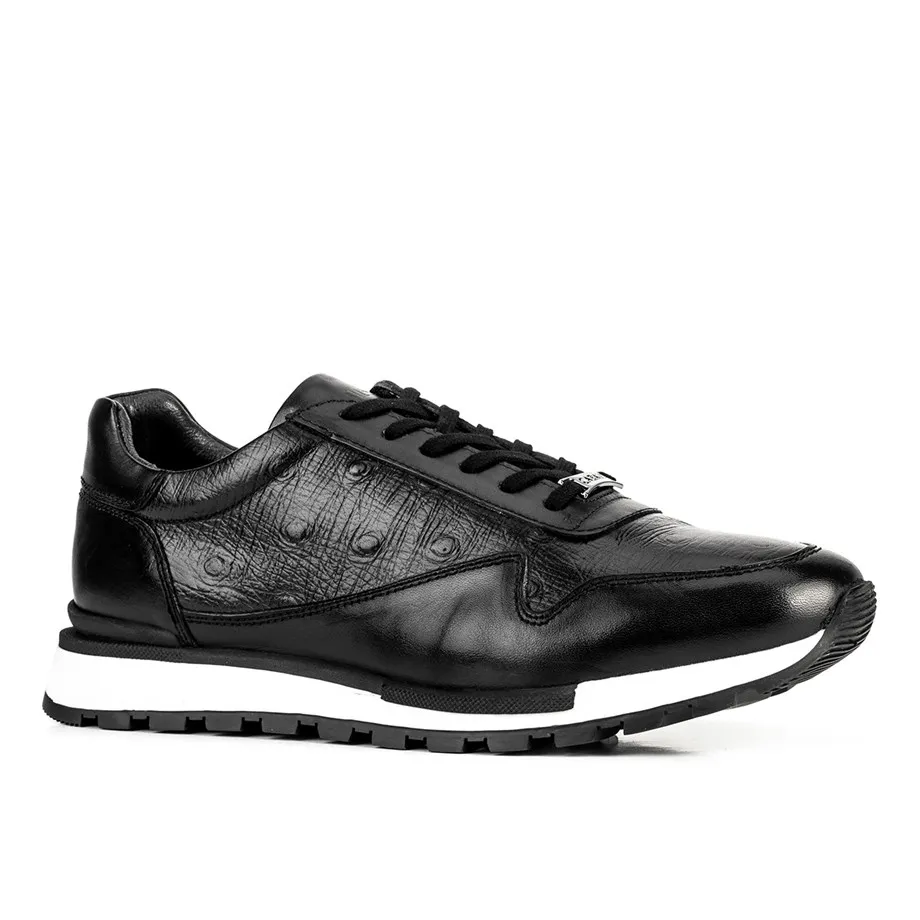 

Genuine leather black lace-up men's sneakers