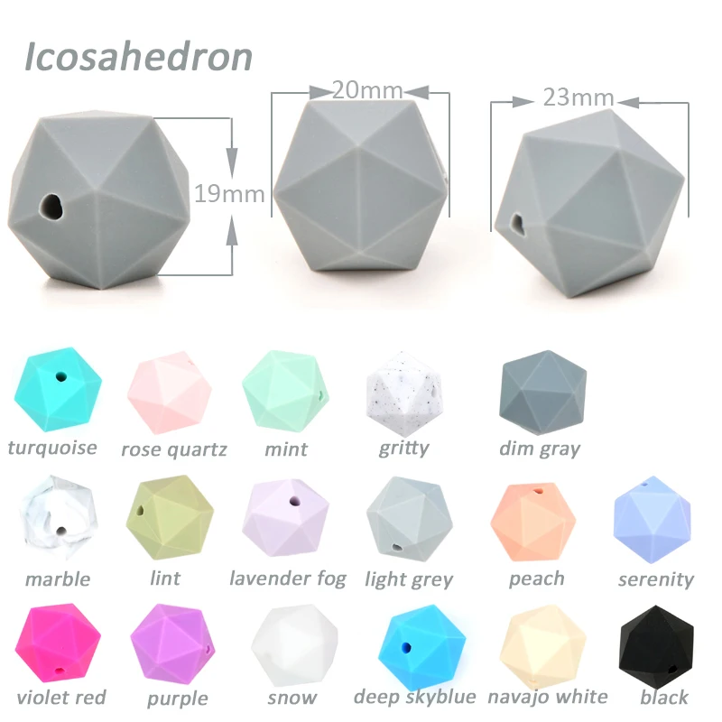 Фото LOFCA 10 шт. Icosahedron Прорезыватели для зубов СИЛИКОНОВЫЕ BPA-Free пищевого класса Силиконовые Прорезыватели для зубов изготовление подарков №2