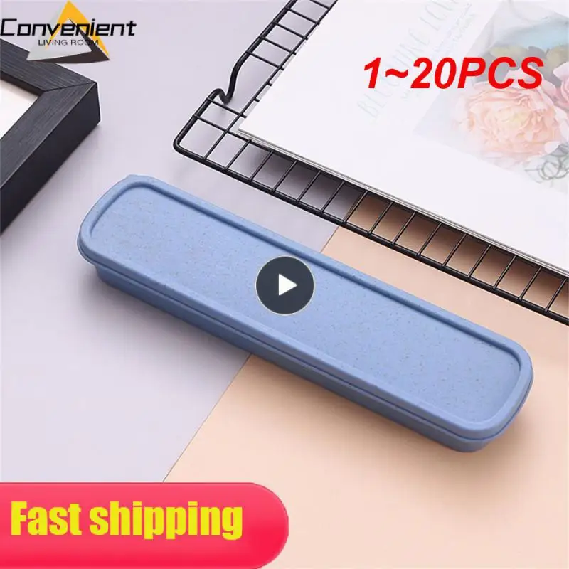 1~20PCS Wheat Straw Tableware Box Multicolor Portable Cutler