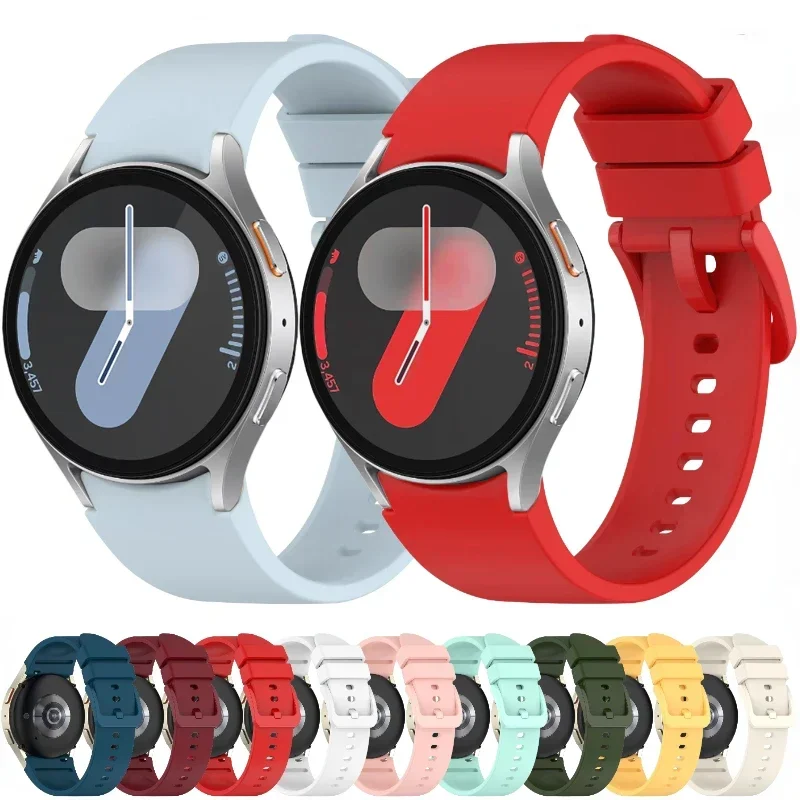 Фото Силиконовый ремешок для Samsung Galaxy Watch 7, 6, 5, 4, 40 мм, 44 мм, 5Pro, 45 мм, оригинальный ремешок для Galaxy Watch6-4 Classic, 47/46/43/42 мм, браслет №1