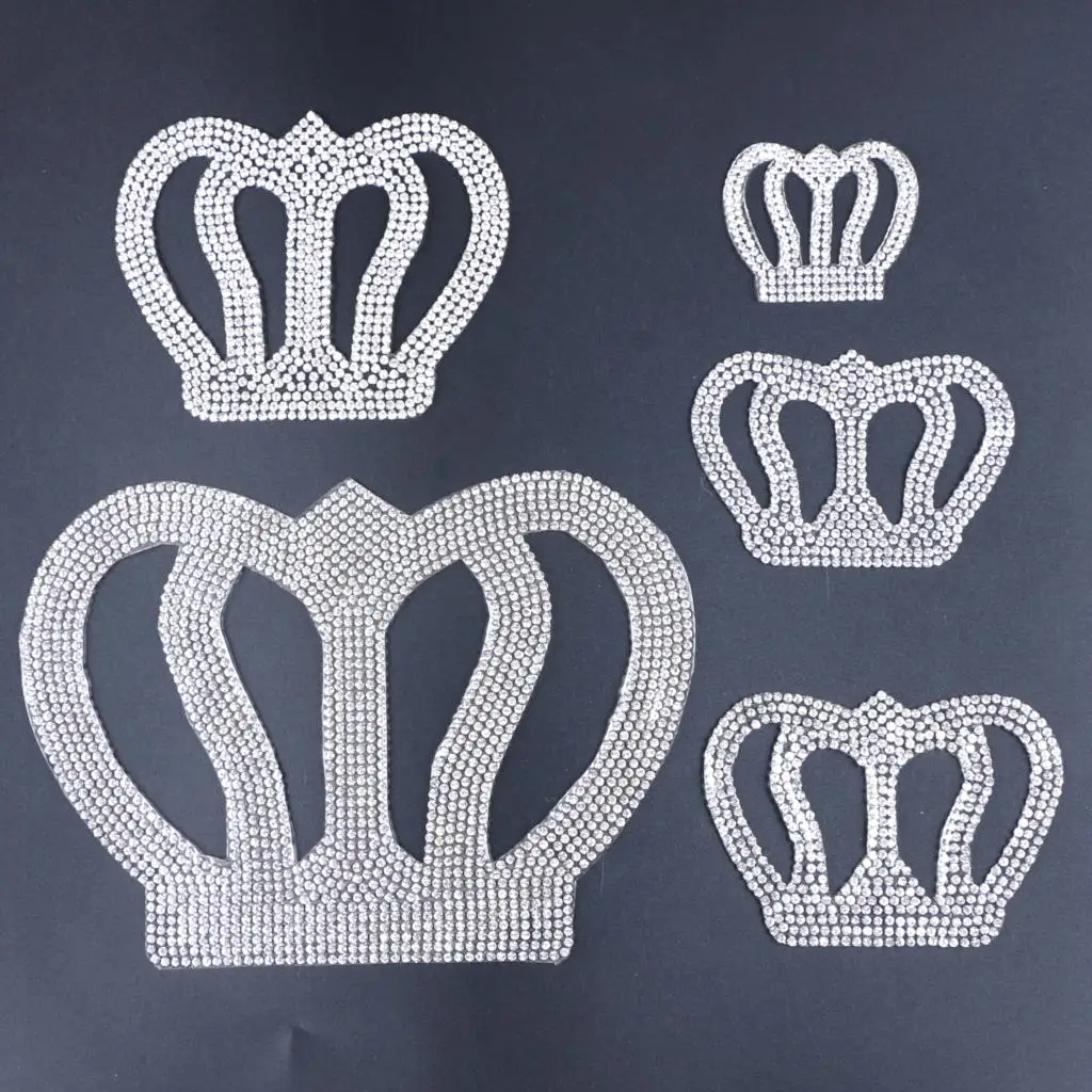

wholesale hotfix crystal crown design patches different large small size hot iron-on handmade DIY patch for accessory