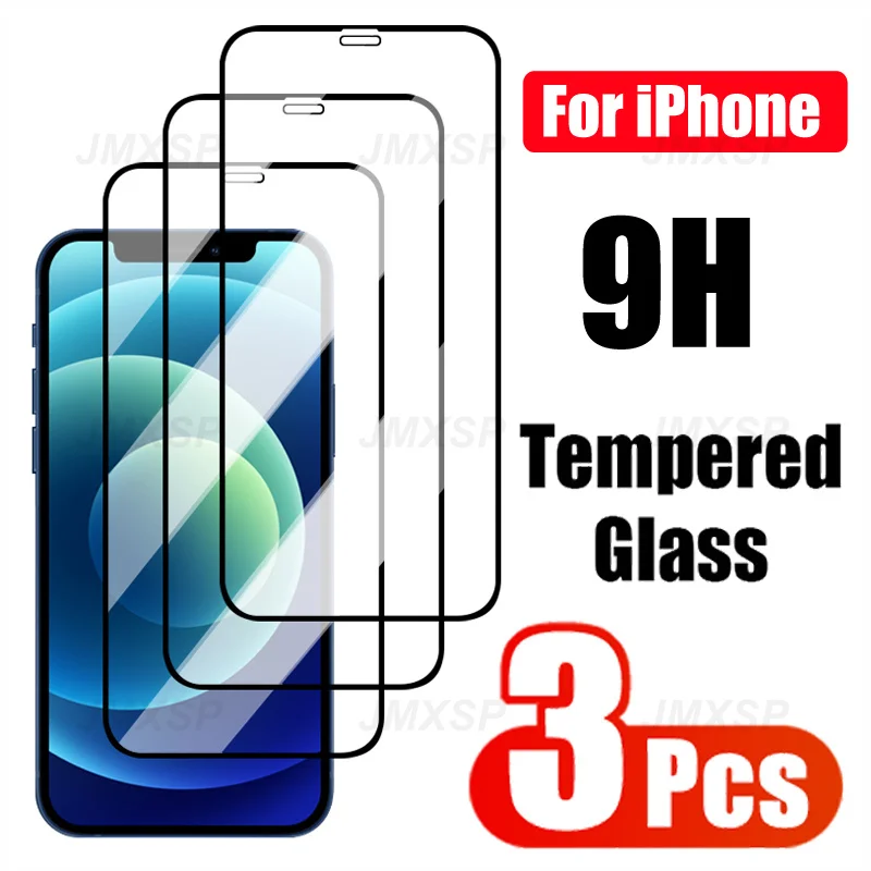 

Защитное стекло для iPhone 11/12/13 Pro Max, закаленное стекло для iPhone 13/12 mini/X/XR/XS Max, Защитная пленка для экрана, 3 шт.