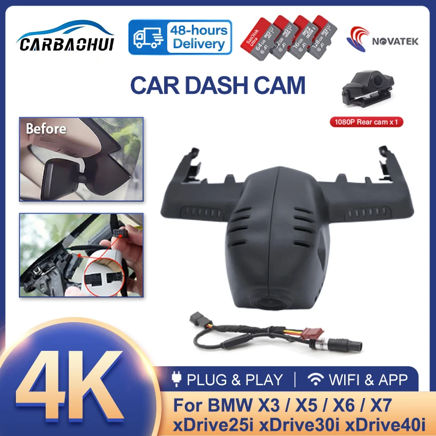 4K UHD Plug and Play Car DVR Video Recorder Dash Cam Camera For BMW X3 X5 X6 X7 xDrive25i xDrive30i xDrive40i G05 G07 G20 G21