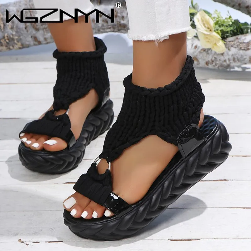 Модные сандалии женские черные туфли для женщин сабо на каблуке обувь маффинов