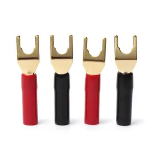 4 шт., Y-образный штекер типа банан, позолоченная вилка, штекер типа банан, беспайный кабель для динамиков, разъем для разъема питания