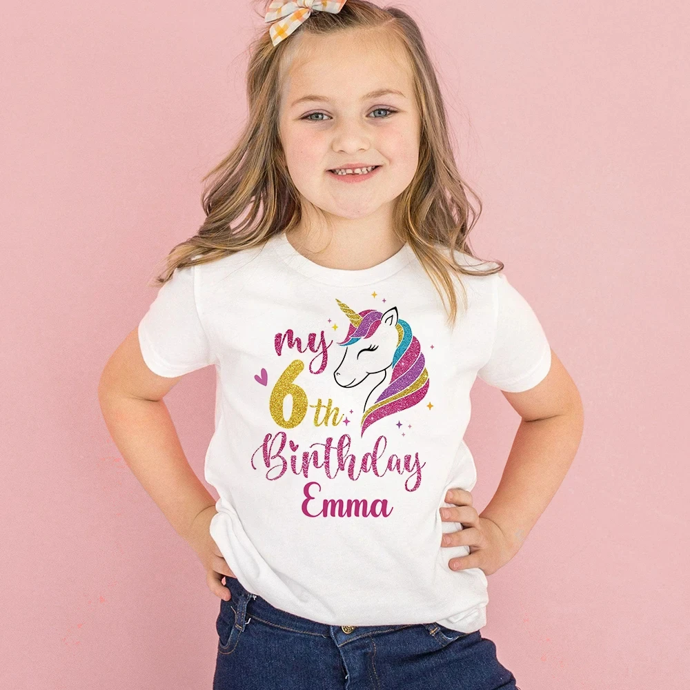 Персонализированная Футболка С Именем Единорога Для Девочек Подарок На День