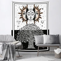 tree of life moon and sun aesthetic tapestry boho divination wall hanging hippie mandala for living room decor bedroom blanket