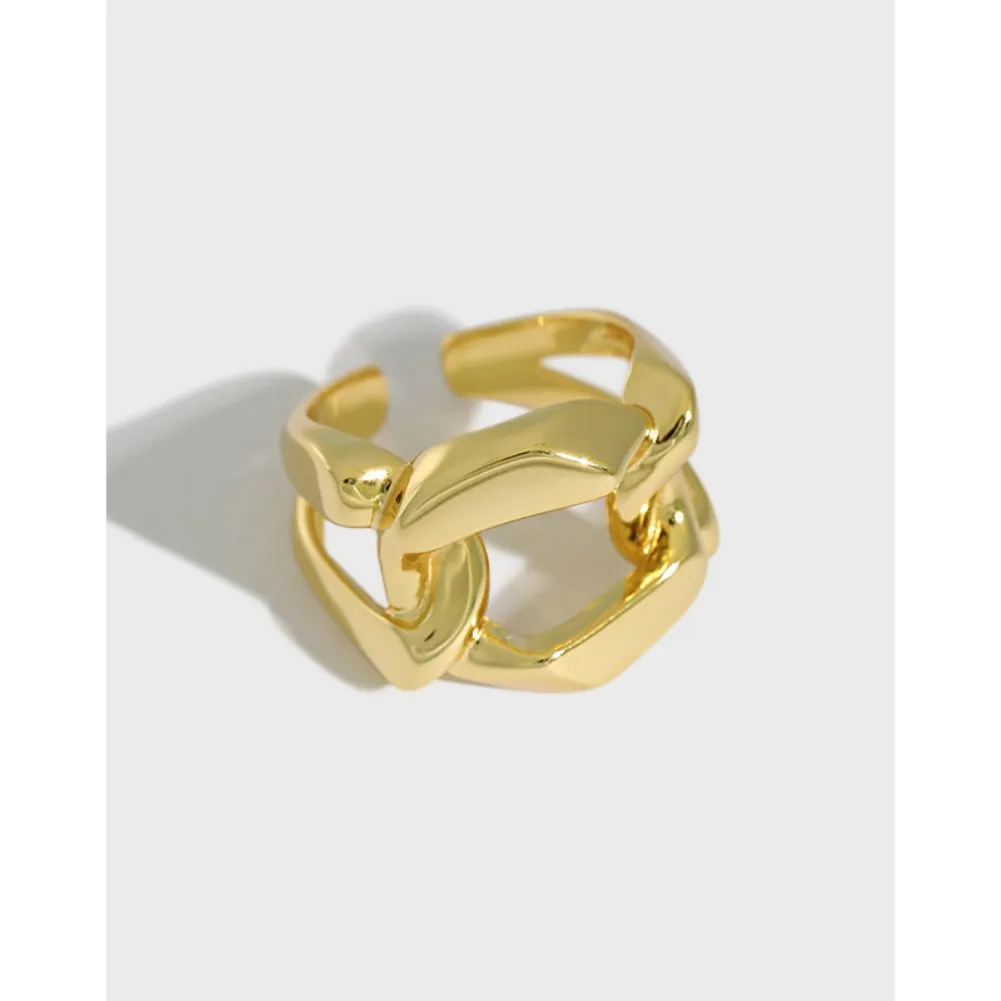 

450 Korean Edition Ins Niche Design Sense Simple Lasagna Chain S925 Sterling Silver Ring Female Ring