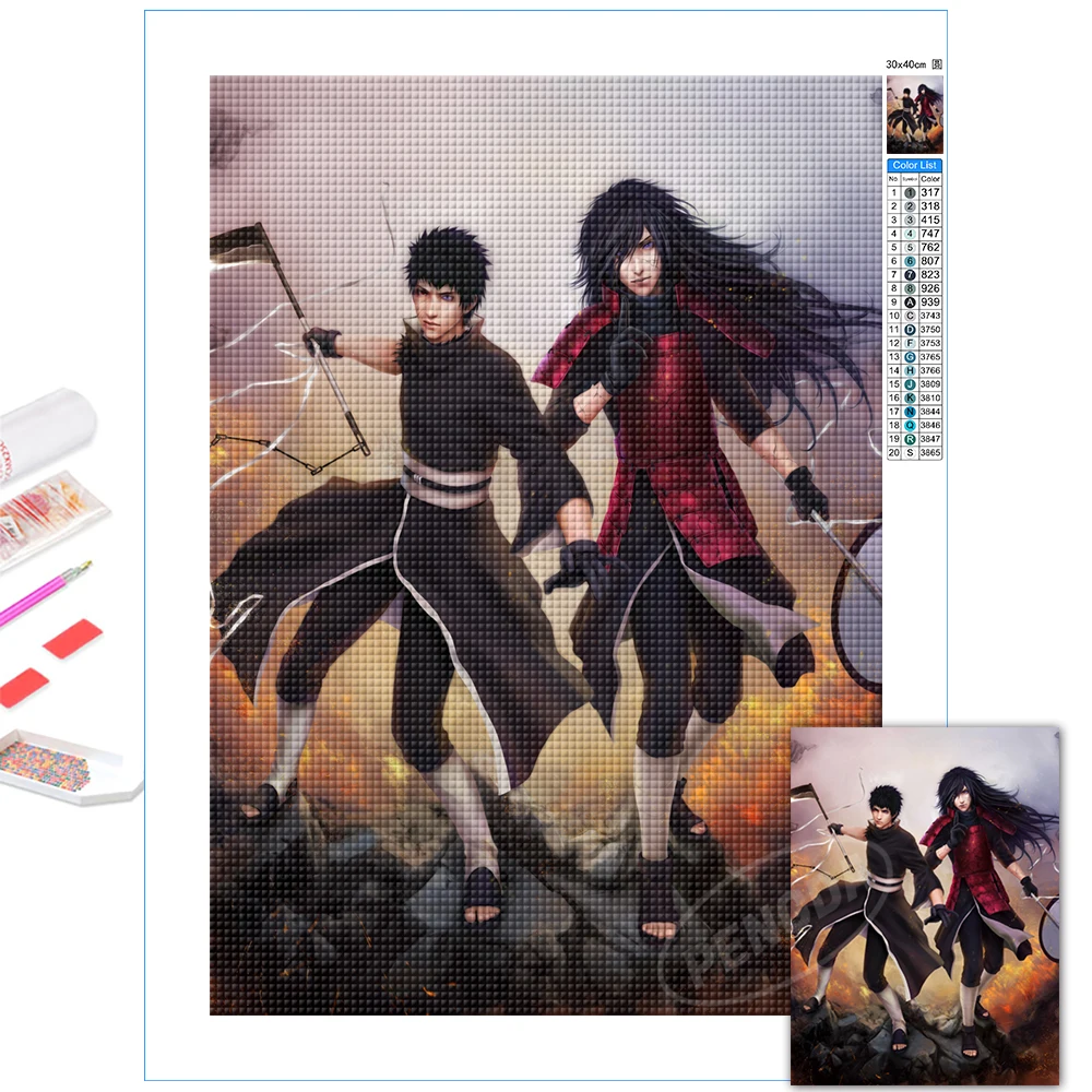 

DIY Home Decor Full Round Drill Uchiha Obito Abstract 5D Diamond Painting Embroidery Picture Naruto Anime Cross Stitch Wall Art