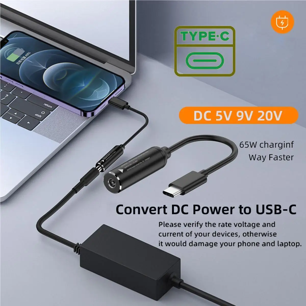 

Jimier DC в USB C 65 Вт преобразователь заряда DC в USB C 5V 9V 20V зарядный кабель