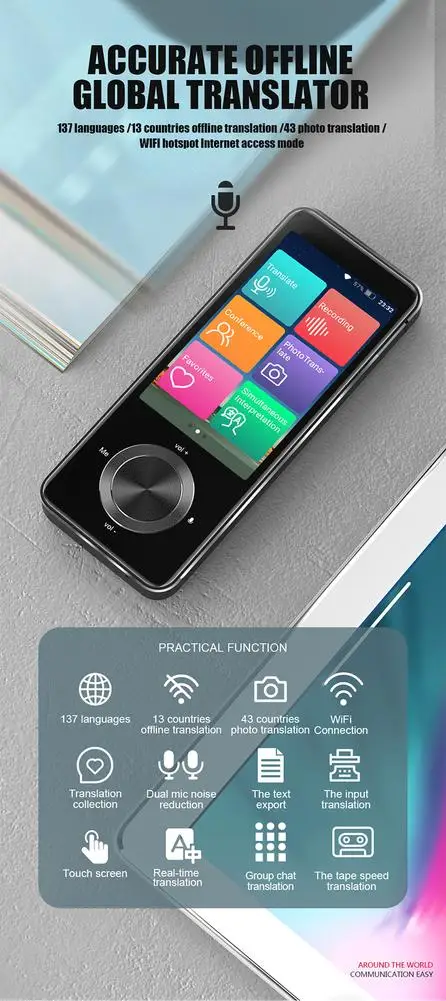 

M9 Instant Voice Translator Portable Real-time Smart Voice Photo Language Translator Supports 12 Offline Language