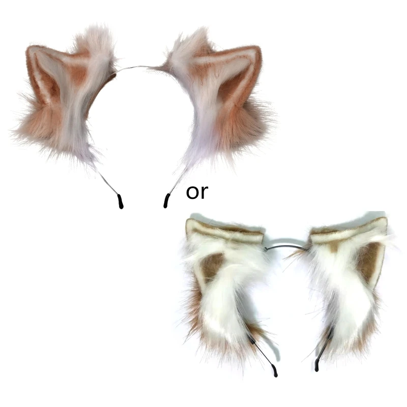 

Furry Plush Foldable for Cat Ear Headband Simutation Animal Cosplay Hair