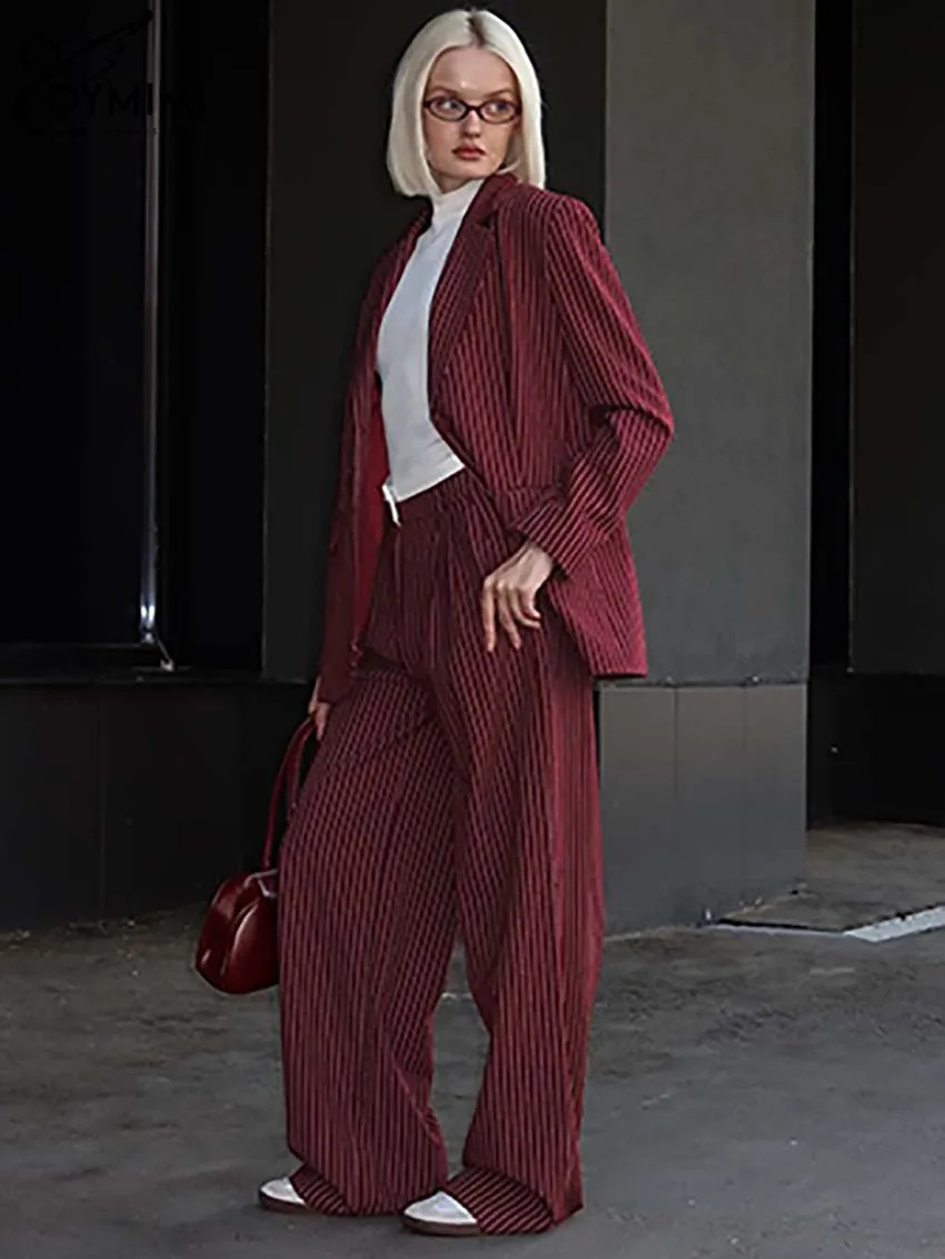 Oymimi Элегантные комплекты с принтом винно-красного цвета женские из 2 предметов