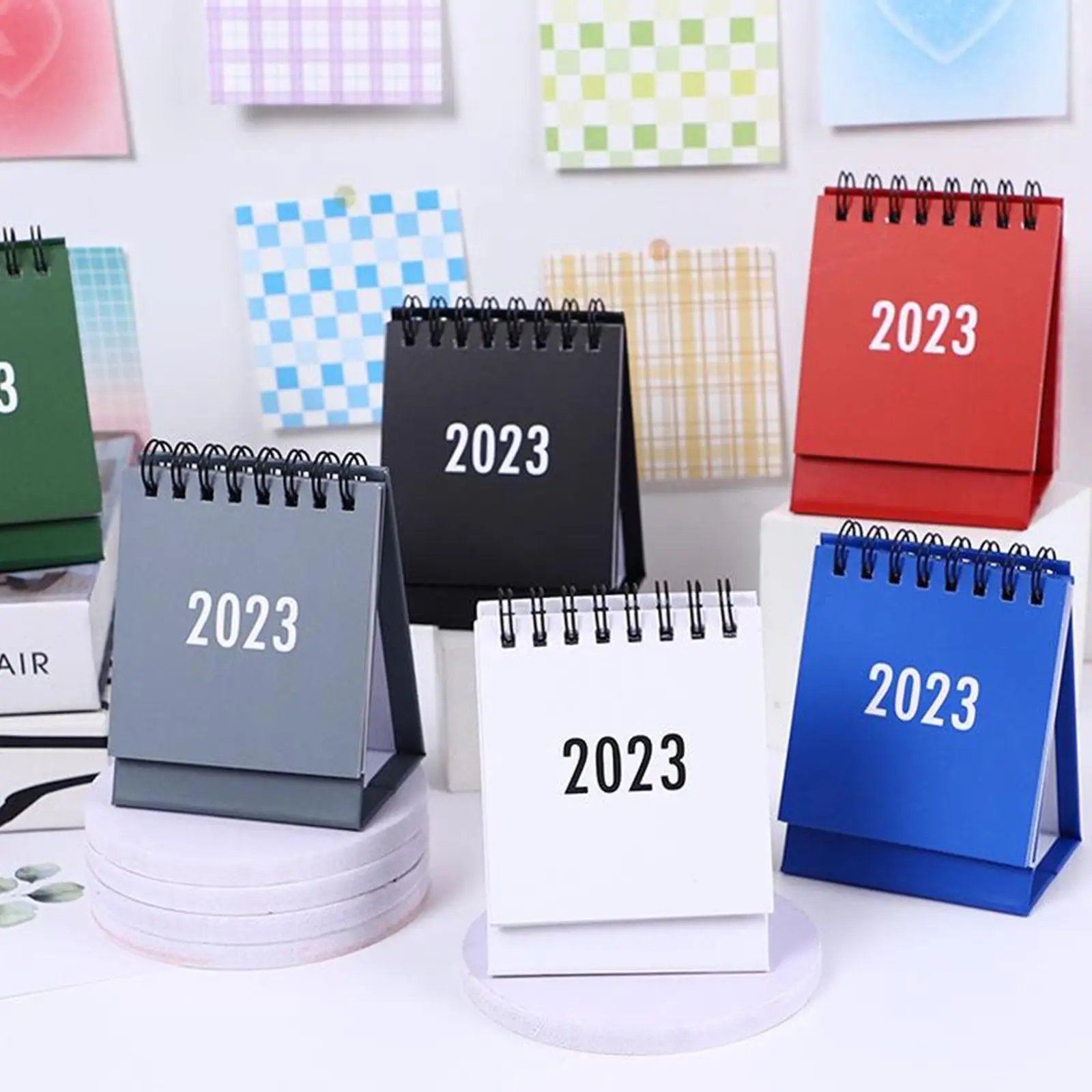 

1PC 2023 Morandi Color Mini Desk Calendar DIY Portable Desktop Simple Calendars Dual Daily Schedule Table Planner