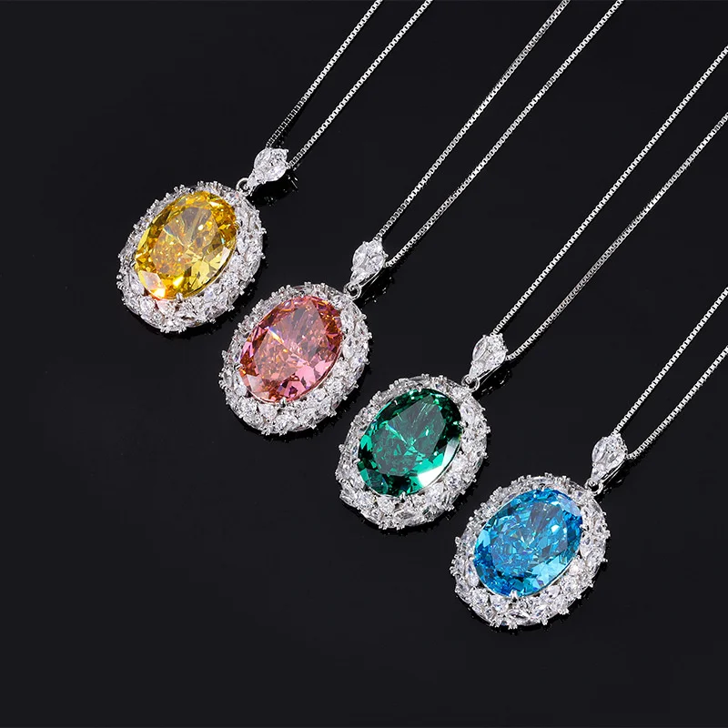 

brand genuine real jewels Autumn and Winter New S925 Silver Fashion High Carbon Diamond Women's Pigeon Egg 13 * 18 Luxury Jewelr