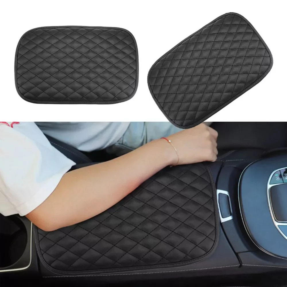 

1pc Car Armrest Pad Cover Leather Center Console Box Cushion Mat Protector Black Waterproof Car Accessories Interior Universal