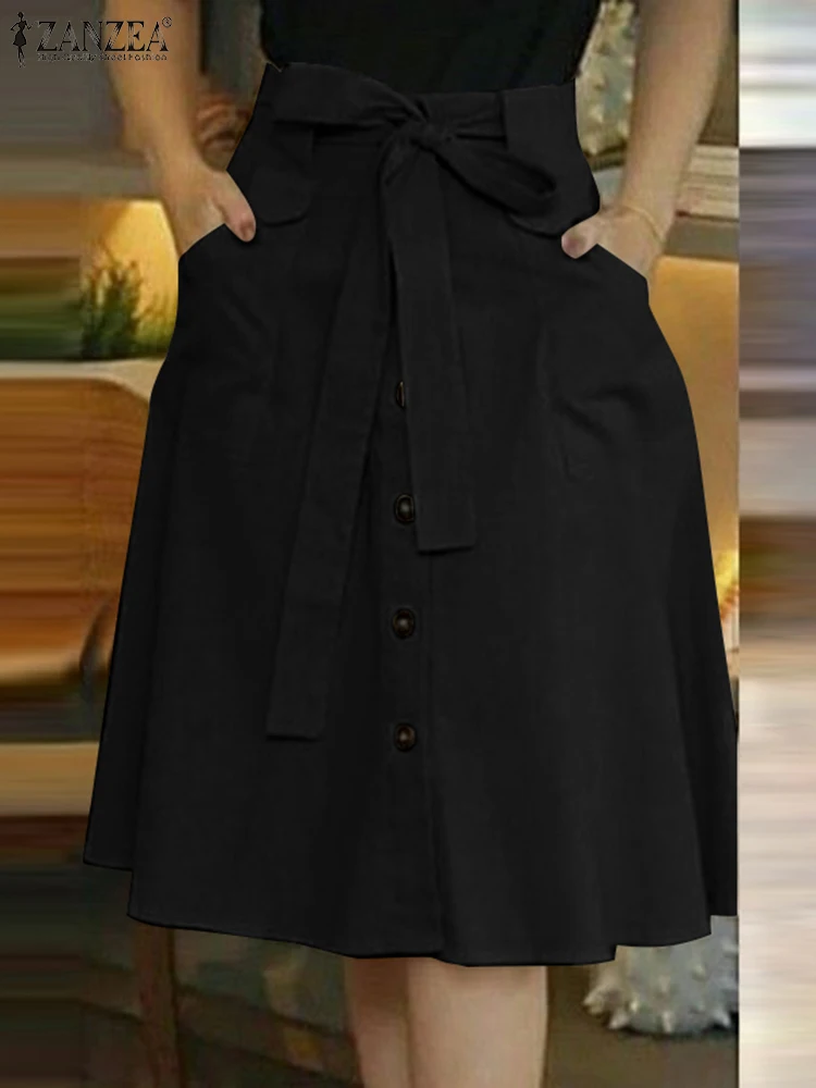 ZANZEA/2024 летние юбки до колена на пуговицах элегантные женские модные короткие с