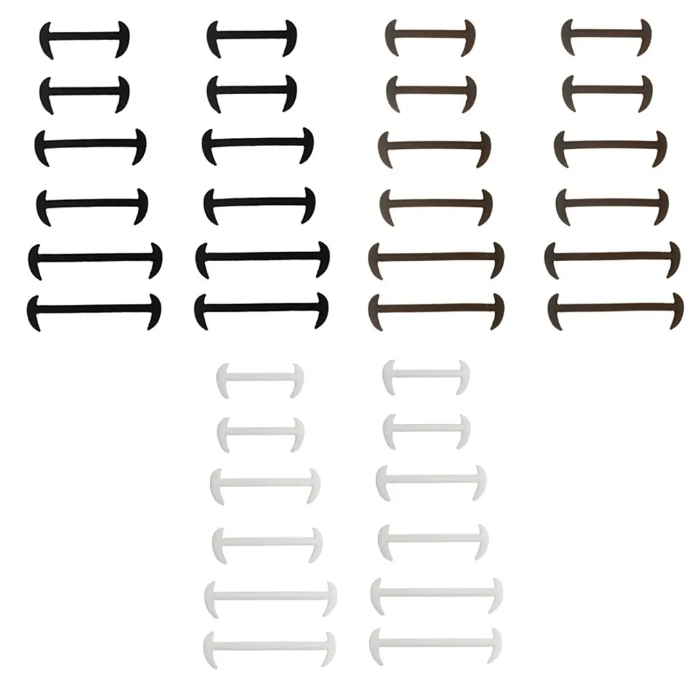 

12pcs/set 3 Size Men Women Leather Shoes Rubber Silicone Shoelaces For Shoes Lazy No Tie Shoelaces Elastic White Black Brown
