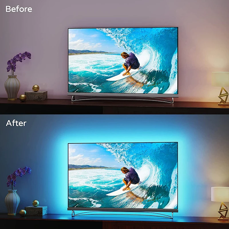 Светодиодная лента 5050 Usb Bluetooth водонепроницаемая гибкая RGB Диодная для ТВ