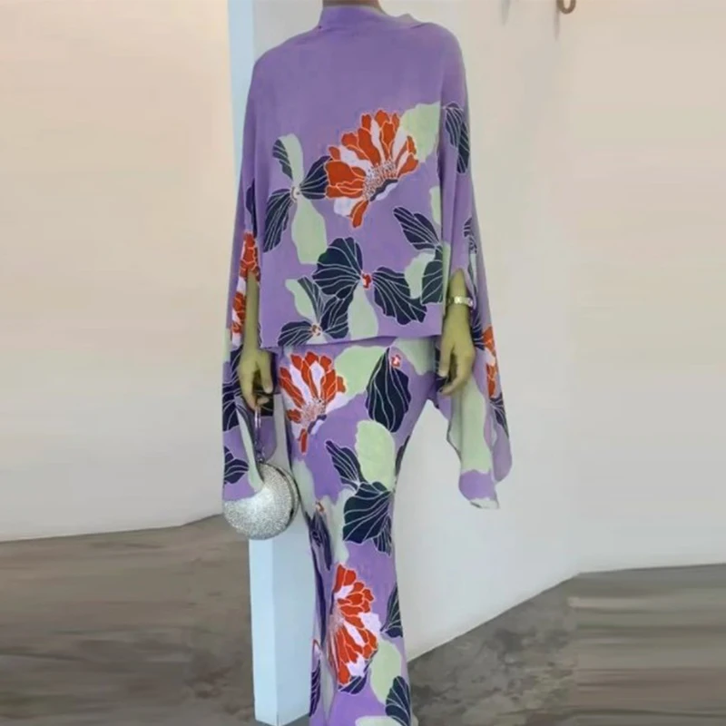 

Fashion Floral Print Party Suit Female O-neck Butterfly Sleeve Top and Skirt 2 Piece Set 2023 Autumn Elegant Office Slim Outfits