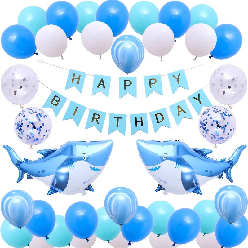 

Ocean theme blue birthday party decoration balloon party decoration supplies package