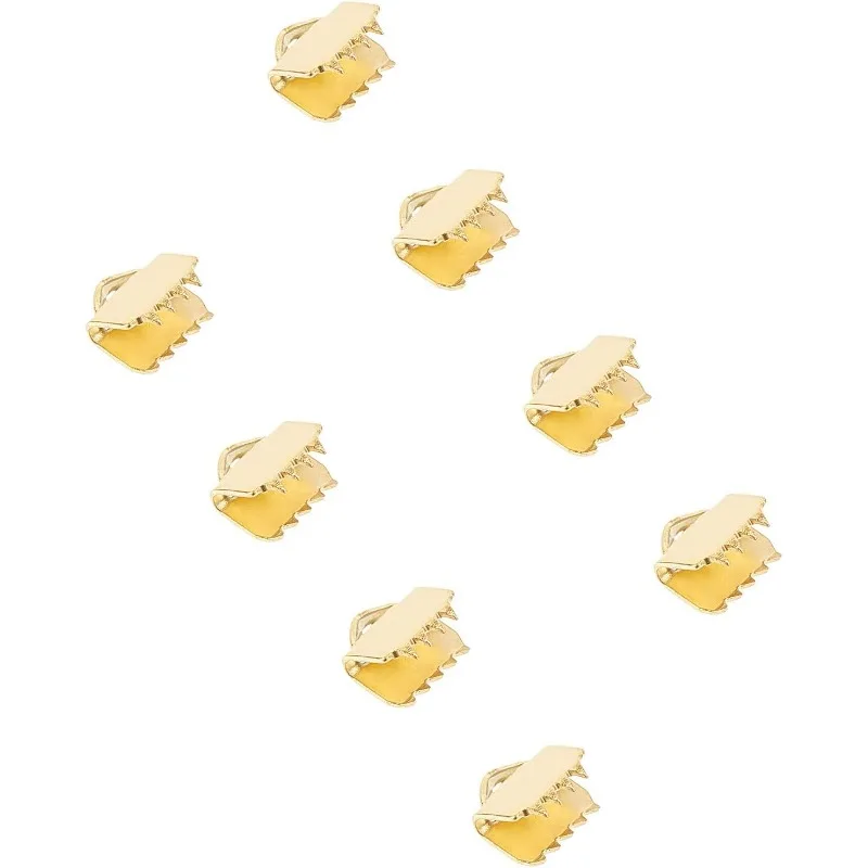 30 шт. золотые прямоугольные Ленточные концы зажимы для ленты из нержавеющей