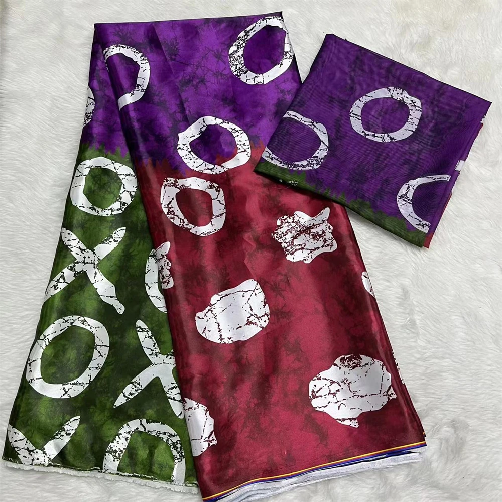 Африканские принты, атласный Шелковый материал, мягкие нигерийские Ткани и шифоновая Тюлевая ткань для женского платья 4 + 2 ярда