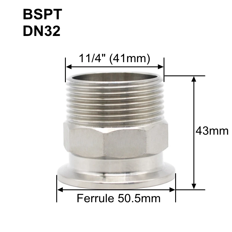 

Санитарный шестигранный адаптер Tri Clamp из нержавеющей стали SS304