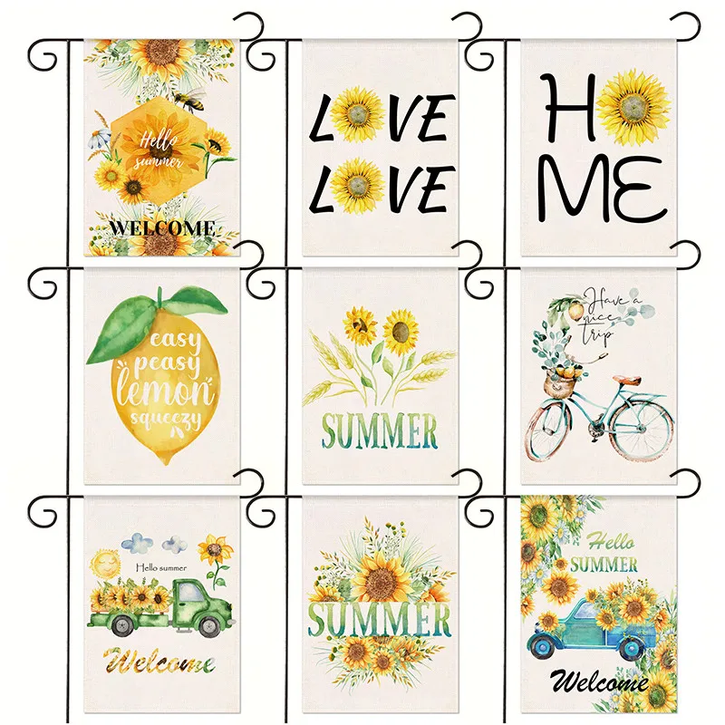 

Welcome Summer Sunflowers Garden Flag Decorative Yard Banner for Seasonal Holiday Outside Lawn Decor 30*45CM（11.81IN*17.71IN）
