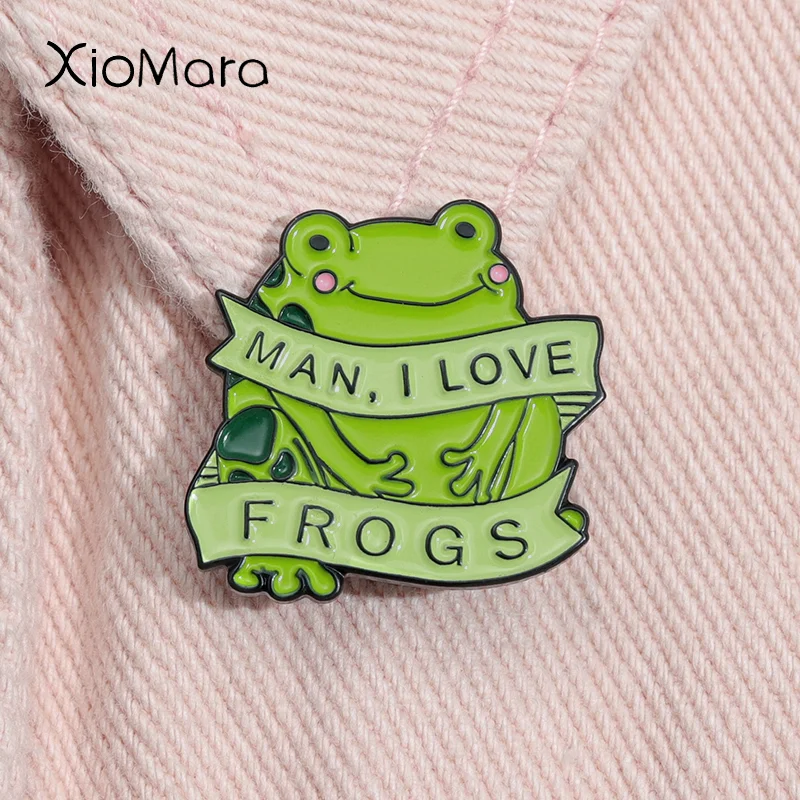 

Man I love Frogs Enamel Pin Kawaii Green Frog Brooches Lapel Backpack Badges Jewelry Decoration Gifts For Women Friends