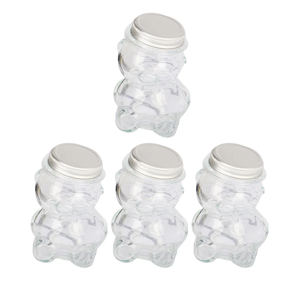 

4pcs Practical Sturdy Delicate Durable Storage Jar Glass Honey Jar for Kitchen Home