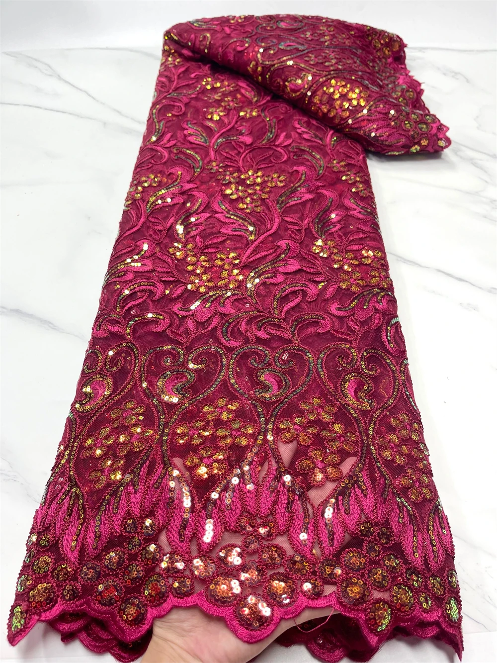 

Fashion glitter sequins embroidery gauze fabrics perfect quality wedding party dress DIY laces 2022 hot design net tulle laces