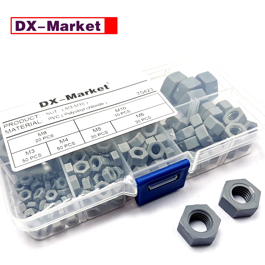 

M3-M10 PVC Plastic Nut Kit ,Polyvinyl Chloride Fasteners ,F016