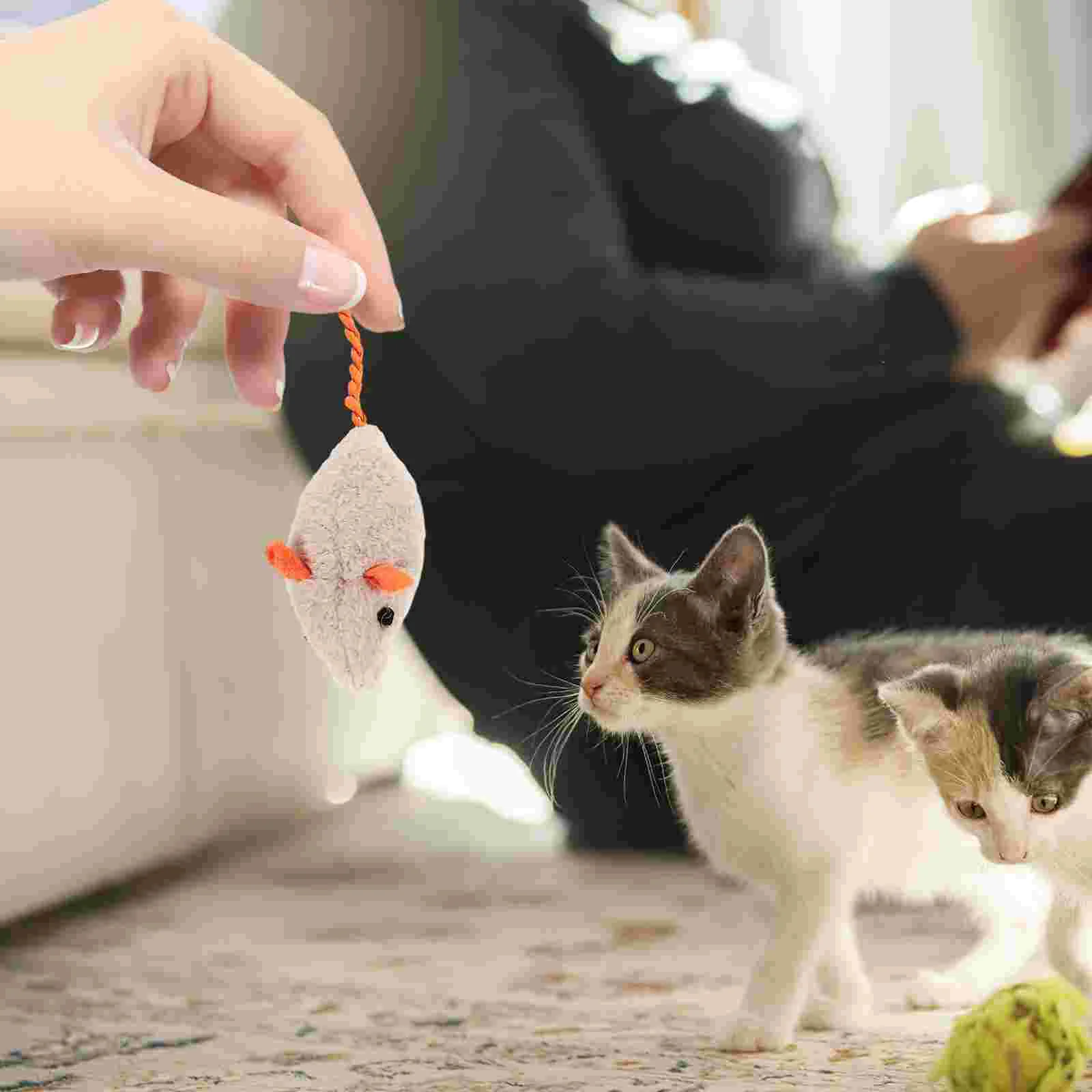 

Cat Mice Toys Mouse For Cats Shape Kitten Interactive Funny Plush Indoor Teething Chew