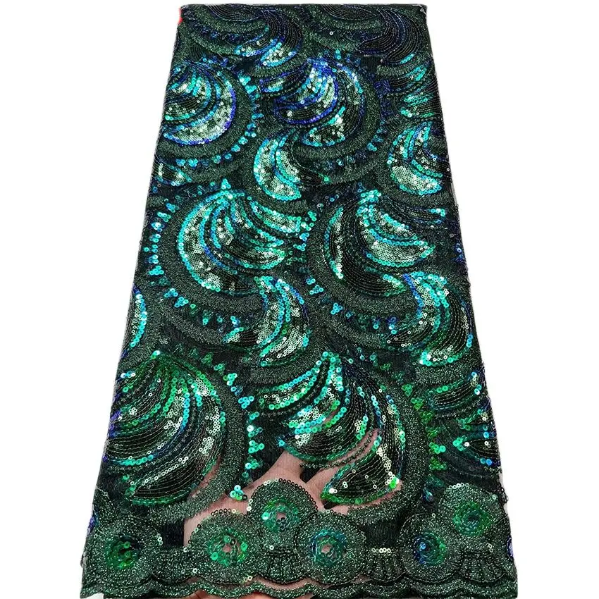 

Comfortable African Fashion Apparel Bead Sequins Bridal Wedding Dress Fabric Gorgeous Nigerian Mesh Tulle Lace Cloth JSID9028