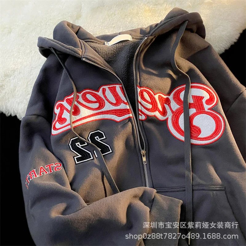 

New Plus Size Letter Embroidery Sweatshirts Women Hoodies Women Y2k Casual Clothes Teens Vintage Retro Winter Women Hoodie