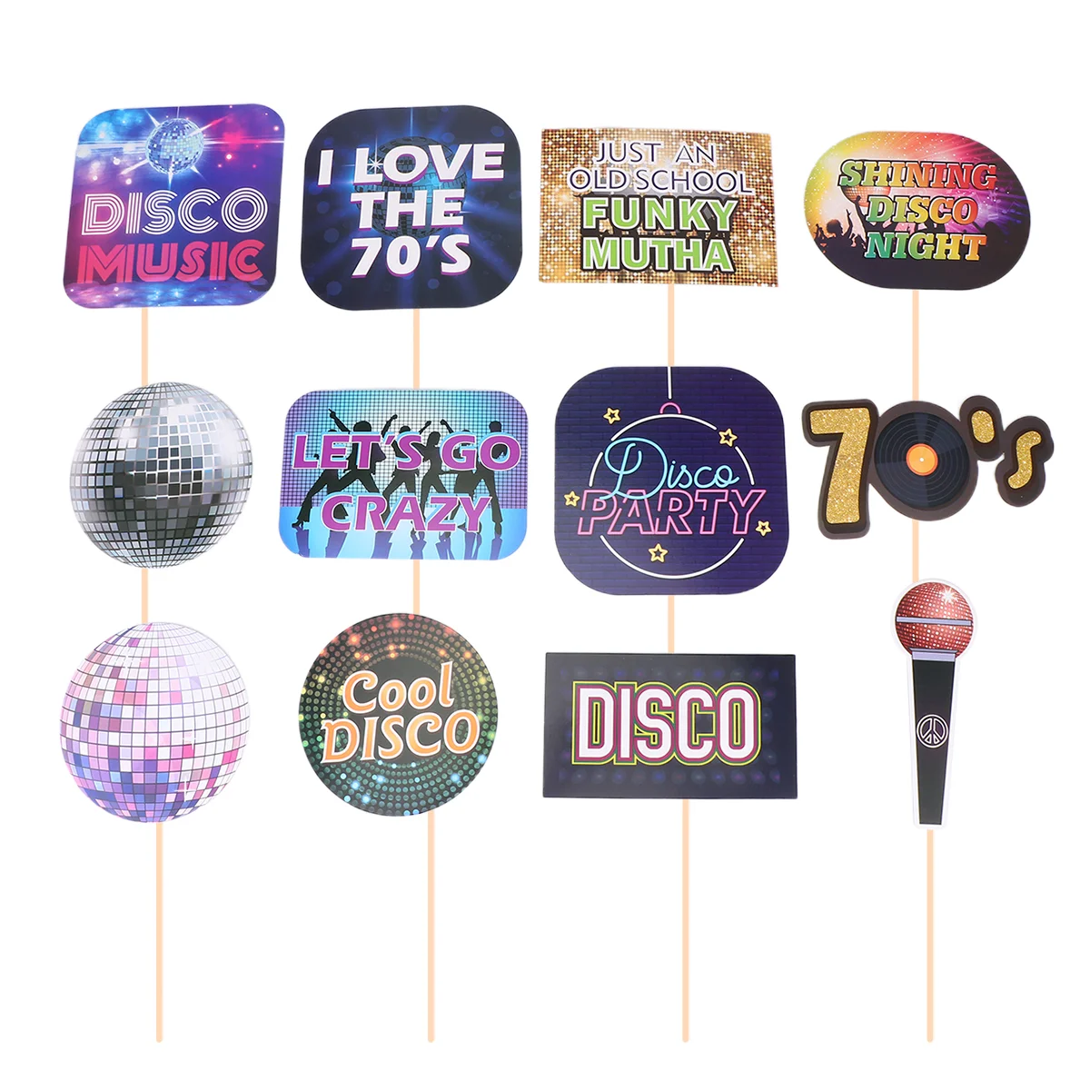 

Party Disco Decorations Photo 70S Favors Props Cake Stick Toppers Cupcake Prop 1970S Funny Booth Cupcakes Supplies Accessories