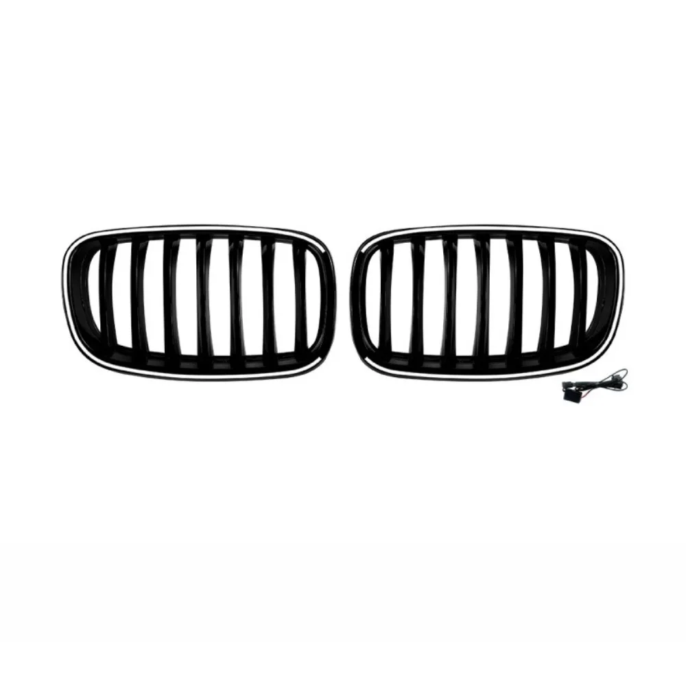 Передние светодиодные решетки радиатора для BMW X5 X6 E70 E71 2006-2013 M Sport, глянцевые черные, с LED-подсветкой (art.: 3920dbafc8152) - 3920dbafc8152