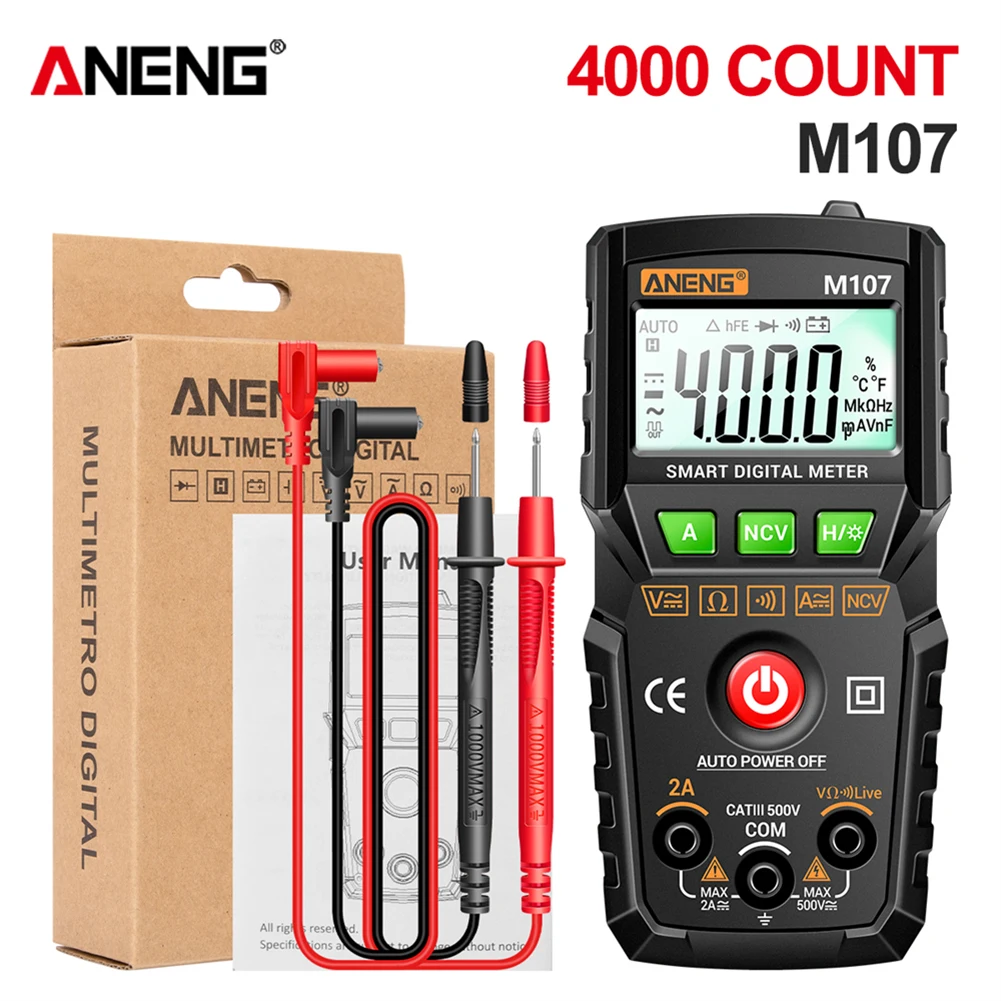 

ANENG 620A Digital Smart Multimeter Transistor Testers 6000 Counts True RMS Auto Electrical Capacitance Meter Temp Resistance