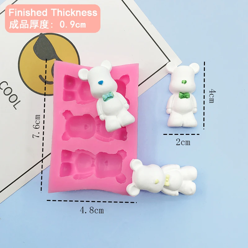 Розовая силиконовая форма для торта с медведем