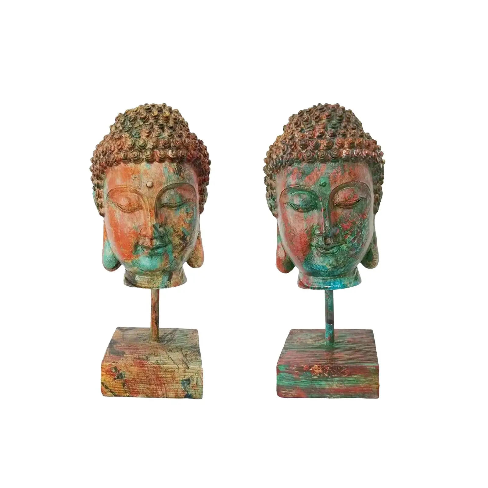 

Thai Buddha Head Statue Decorative Resin Collectible 9" Buddha Sculpture Buddha Figurine for Shelf Indoor Office Backyard