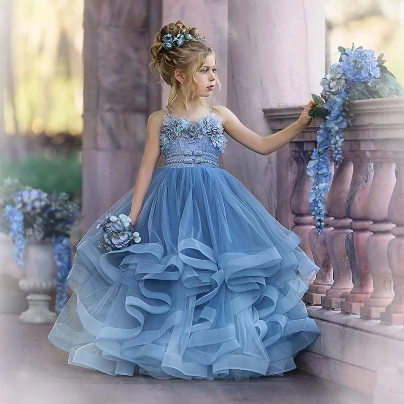 

Exquisite Emered Baby Princess Flower Girl Dresses Ball Gown Birthday Pageant Robe De Demoiselle First Communion