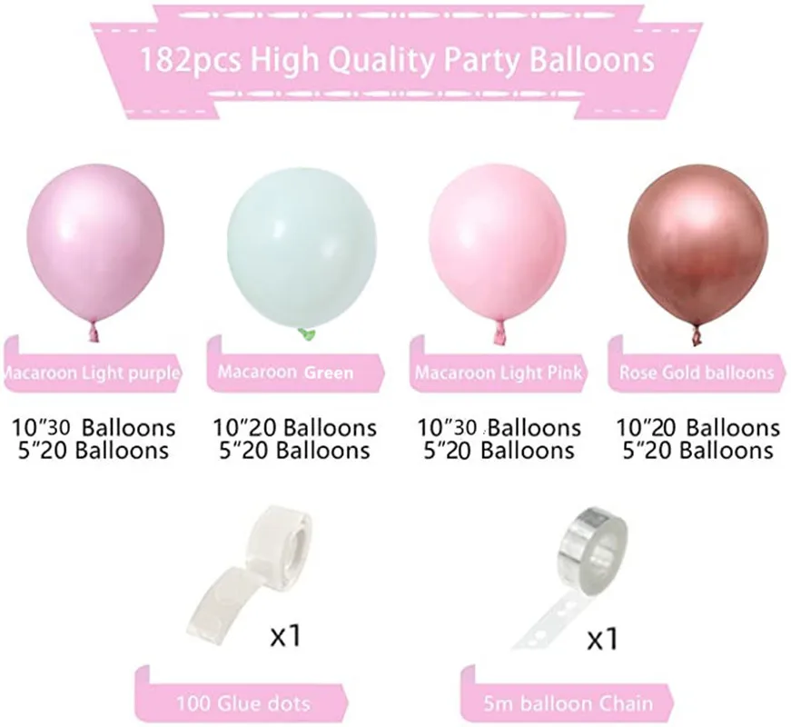 182 шт./компл. Macaron розовая гирлянда арочный комплект принцесса день рождения