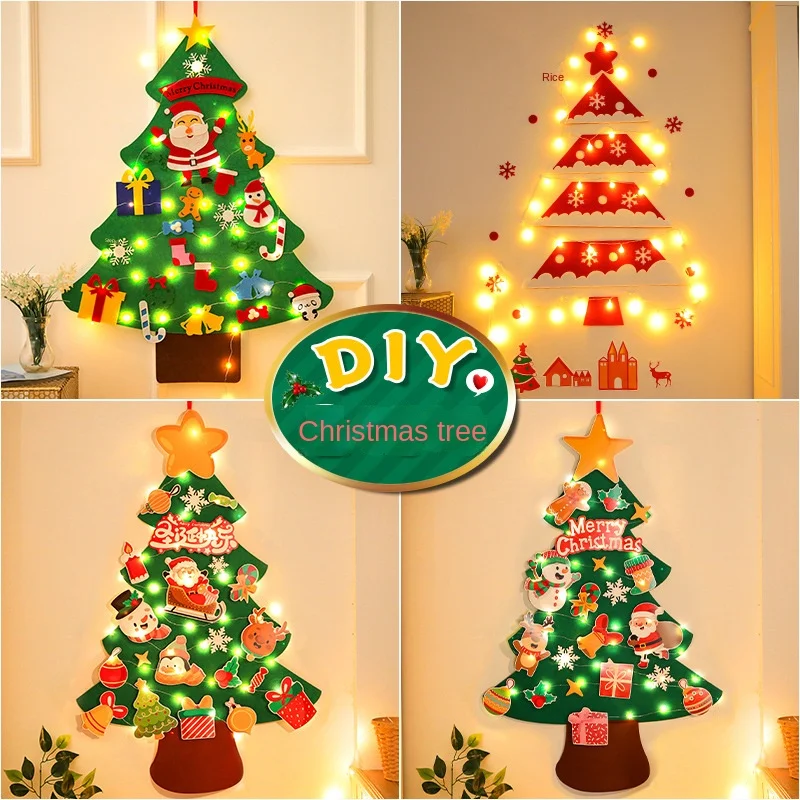 

NEW 2022 Christmas Diy Felt Christmas Tree Cristmas Ornament Xmas Navidad Children Gifts Santa Claus New Year Tree