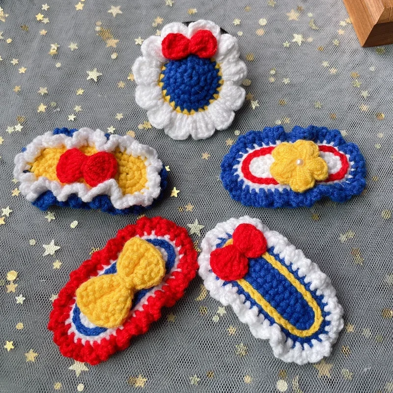 Новая шерстяная заколка ручной работы вязаная крючком для волос милый детский