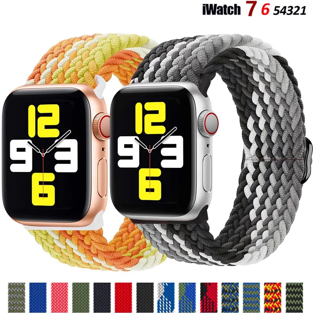 

Плетеный нейлоновый ремешок для Apple watch 8 7 band 45 мм 41 мм 44 мм 40 мм 38 мм 42 мм