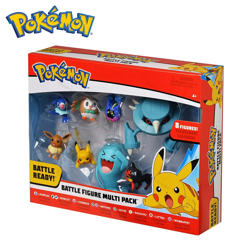 

8pcs/set Pokemon Pikachu Figures Popplio Rowlet Cosmog Metang Eevee Litten Wobbuffet Model Action Figure Toys for Children Gift