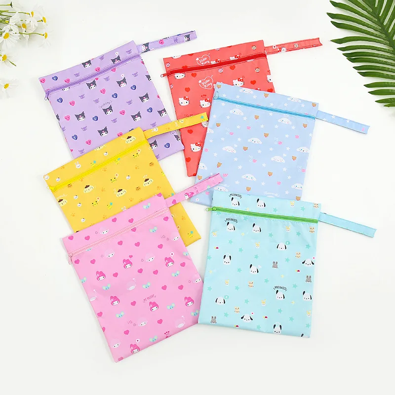 

Kawaii Sanrio Kuromi Pachacco Hellokitty Cartoon Waterproof Storage Bag 3-Piece Set of Milk Bottle Clothing Towel Storage Bag